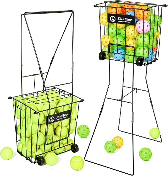Tennis Ball Hopper, Portable Tennis Ball Holder with Handle for Court, Practice & Training