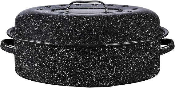 Granite Ware 18-Inch Covered Oval Roaster - Speckled Black