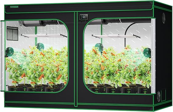 VIVOSUN S105 10x5 Grow Tent, 120"x60"x80" High Reflective Mylar with Observation Window and Floor Tray for Hydroponics Indoor Plant for VSF6450 | Extra-Large Observation Window & Removable Floor Tray, 100% Reflective Mylar Interior, Reinforced Steel Frame