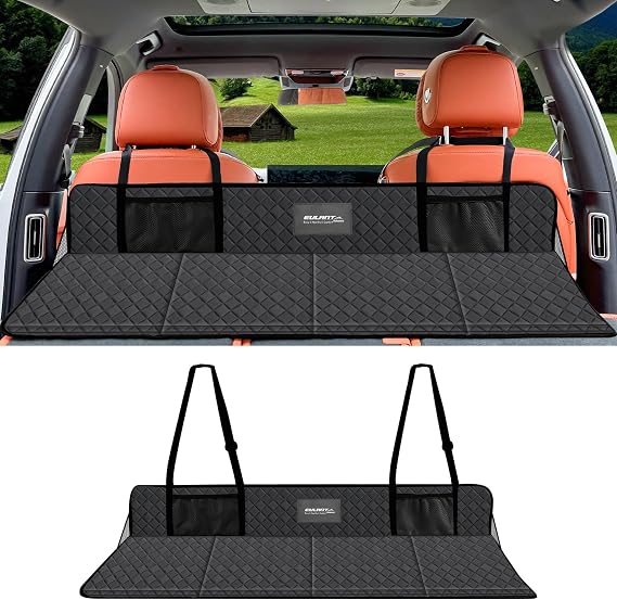 EULANT Car Rear Seat Mattress Extension Plate,Portable Air Mattress for Sleeping,Synthetic Leather Folding Rear Seat Extender Plate,Increase Travel Space & Car Bed Camping Space for SUV/Car/Model Y/3