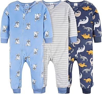 Gerber baby-boys Fleece Footless Pajamas 3-pack