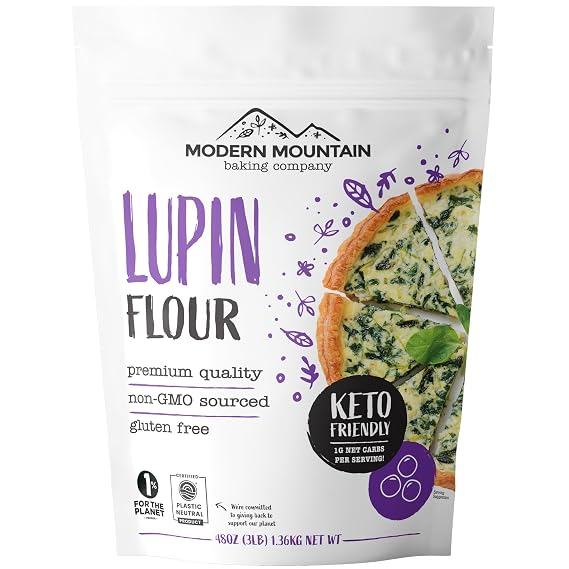 Lupin Flour (1 lb) Low-Carb Flour, 1g Net Carbs Per Serving, Improve Keto-Friendly Baked Goods, High in Protein and Fiber, Keto, Gluten-Free, Non-GMO Sourced