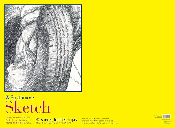 Strathmore 300 Series Sketch Paper Pad, Tape Binding, 30 Sheet, 22x30 inch, 1 Count
