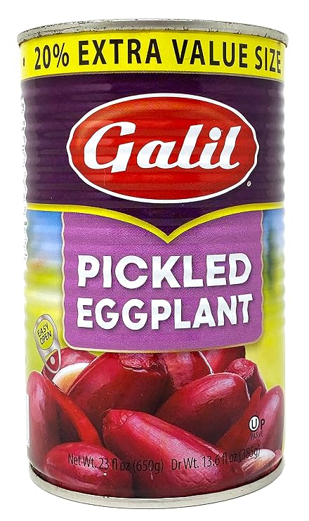 Galil Pickled Eggplant 23 Ounce Ready to Eat Pickled Eggplant, Kosher Eggplant, Great for Appetizers and Sandwiches Product of Israel