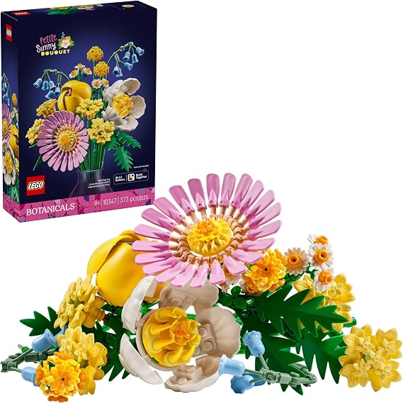LEGO Botanicals Petite Sunny Bouquet Building Toy - DIY Floral Arrangement for Girls & Boys, Ages 9+ Gift for Birthdays - Bedroom, Desk, Home Decor - 10347