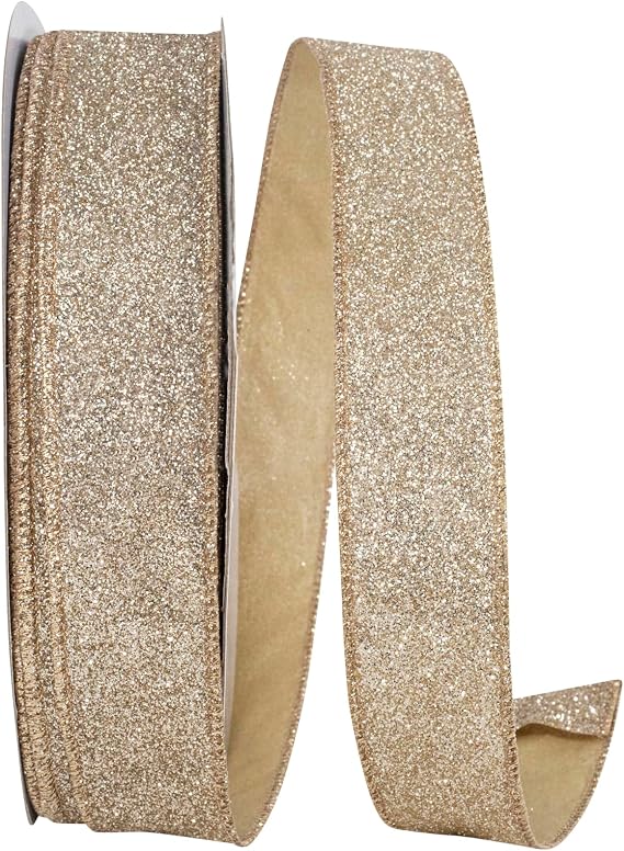 Ribbon - Glitter Metallic Display Value Wired Edge, Gold/Silver, 1-1/2 Inch, 50 Yards