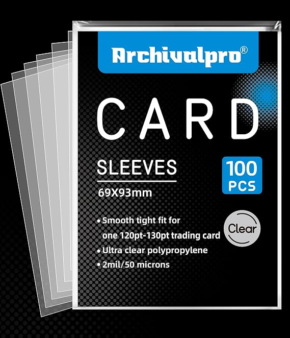 Premium Ultra-Clear Trading Card Sleeves for Standard Size Cards, Fits Baseball, Football, Basketball and TCG (Compatible with 120PT-130PT Card, 100pcs)
