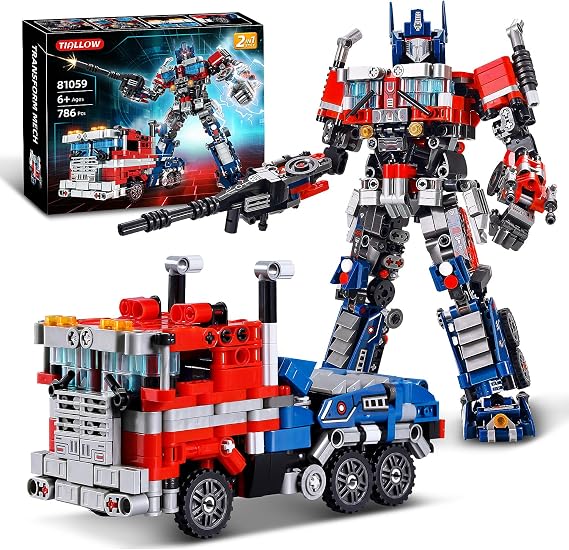 TIALLOW Transform Set Robot Building Blocks Toys 2 in 1 Transforming Mech Truck Building Kit for Lego 8-12 Years Old Adults Boys Christmas Birthday Gift Blue