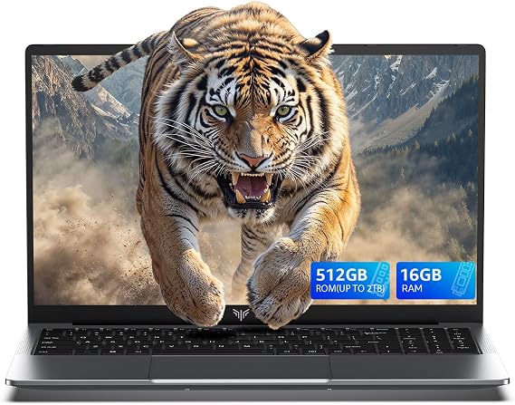 KAIGERR 2025 Laptop, Laptop Computer with Quad-Core Processor(Up to 3.6GHz), 16GB DDR4 512GB SSD, 15.6" IPS 1080P, Metal Shell, USB3.2