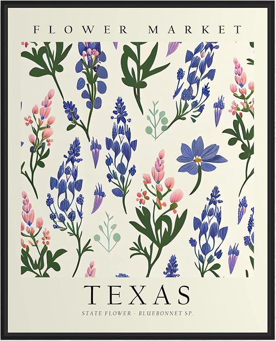 Texas Art Print - State Map Travel Poster, Home & Living Room Wall Art Decor (11x14 inches, Unframed)