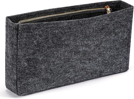 HyFanStr Small Purse Organizer with Zipper, Felt Insert Bag Organizer Handbag Tote Liner Pouch for Women