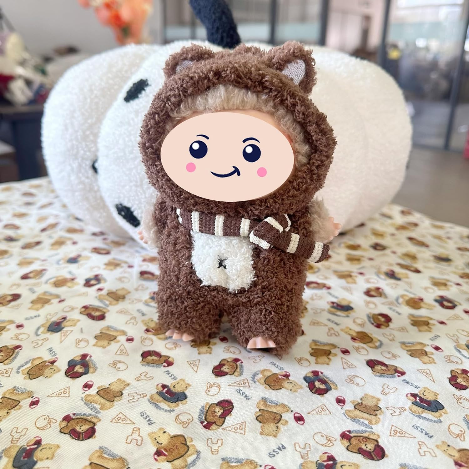 New Clothes for 17cm Collectible Doll – Handmade Bear Onesie Outfit Set – Cute Animal Jumpsuit Clothes for Couple Display, Birthday