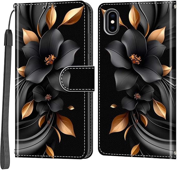 Mobile Phone Case for iPhone X/XS Case with Stand Function Card Slots Shockproof Protective Flip Case Mobile Phone Case Compatible iPhone X/XS