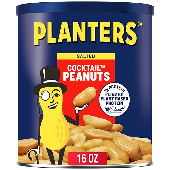 PLANTERS Salted Peanuts, Plant Based Protein Snacks, 16 Oz (1 Ct)