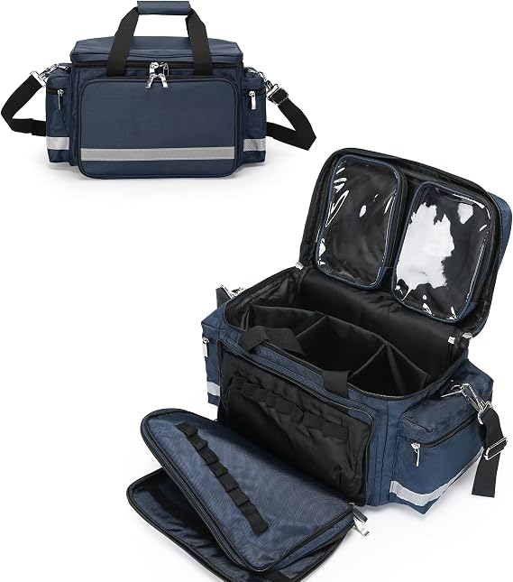 Medical Bag Empty First Aid Bag Home Health with Detachable Divider Medical Supplies Bag Emergency Responder Trauma Bag for Nursing Student,Therapist,Doctors