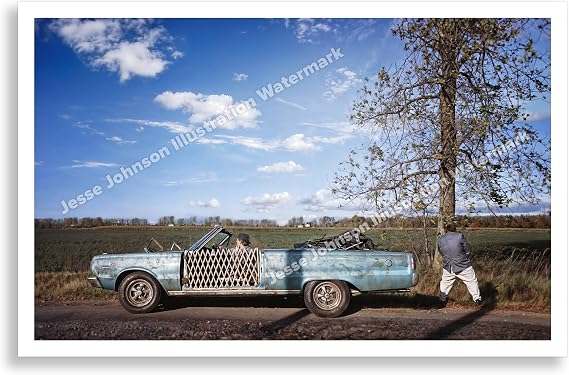 Tommy Boy Movie Poster Chris Farley Peeing on Tree Scene with David Spade Driving Away Funny 90s Comedy Film Print Retro SNL Art Vintage Wall Decor Man Cave Gift 11x17 Matte