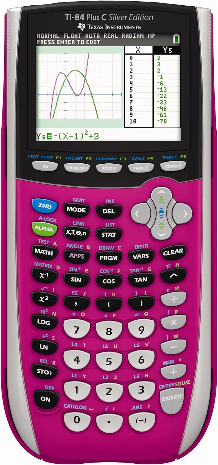 Texas Instruments TI-84 Plus C Silver version graphing calculator pink