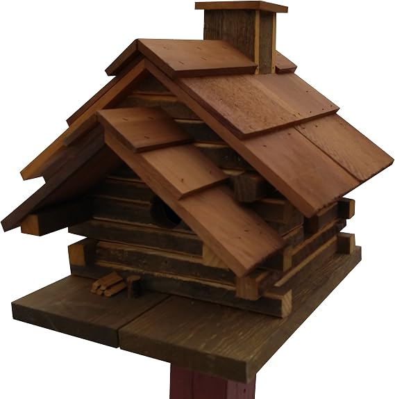 Home Bazaar Conestoga Log Cabin Birdhouse. Medium, Natural Cedar