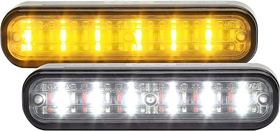 Whelen ION Duo Linear-LED Light Head with Scan-Lock Flash Patterns - Hood, Grille & Universal Mount - Amber/White, Part# I2F