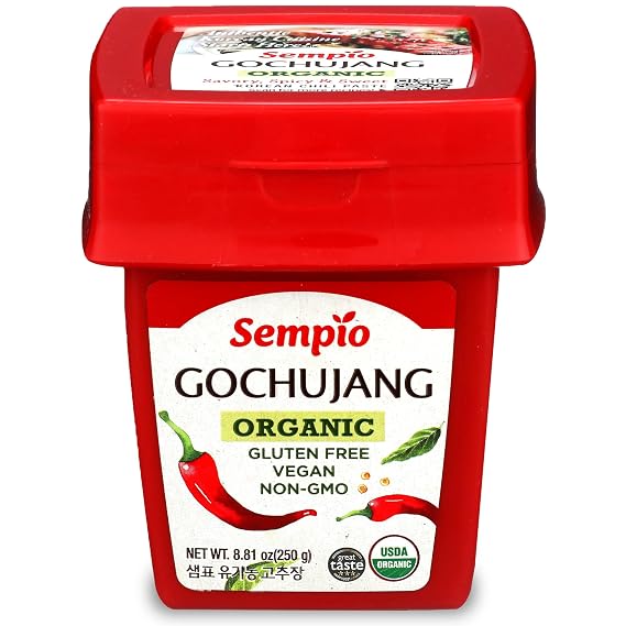 Sempio Gochujang Organic Gluten-Free Red Chili Pepper Paste, 8.8oz / 250g | Sweet Spicy Savory Traditional Korean Fermented Soybean Condiment for Cooking, Marinades, Dips, Sauces, Vegan, Non-GMO