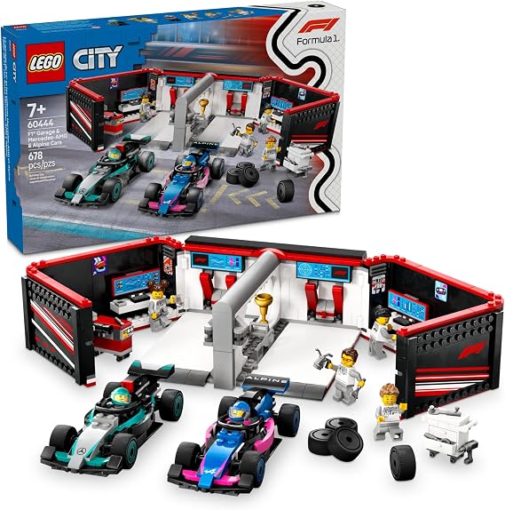 LEGO City F1 Garage & Mercedes-AMG & Alpine Cars Toy - Model Race Car Building Toy and Portable Playset for Kids, Boys and Girls, Ages 7+ F1 Collectible for Fans - Gift Idea for Birthdays - 60444