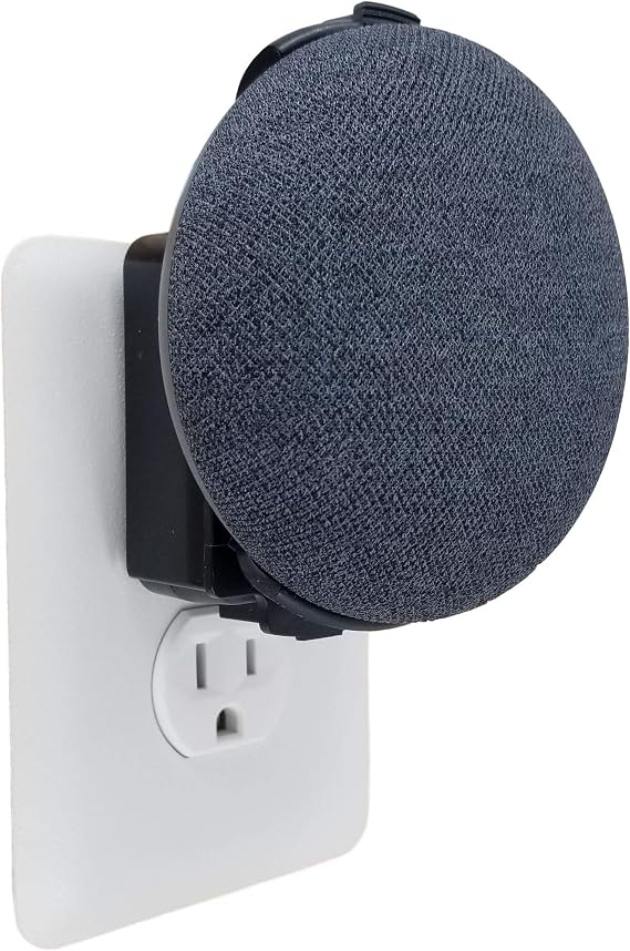 Premium Google Nest Mini Outlet Mount | Fits 2nd Gen (2019) | No Cord Wrapping | Black