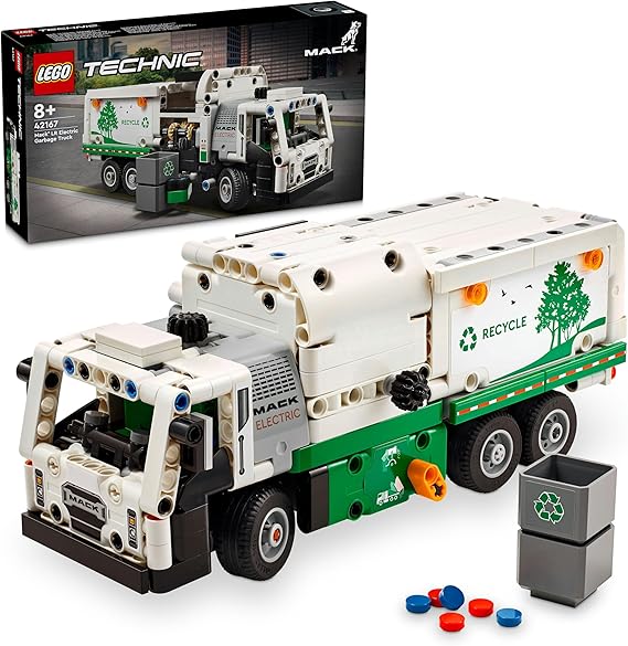 LEGO Technic Mack LR Electric Garbage Truck Recycling Themed Collectible Creative Toy Model Making Set for Kids Ages 42167-8 and Over, Birthday Gift Idea (503 Pieces)