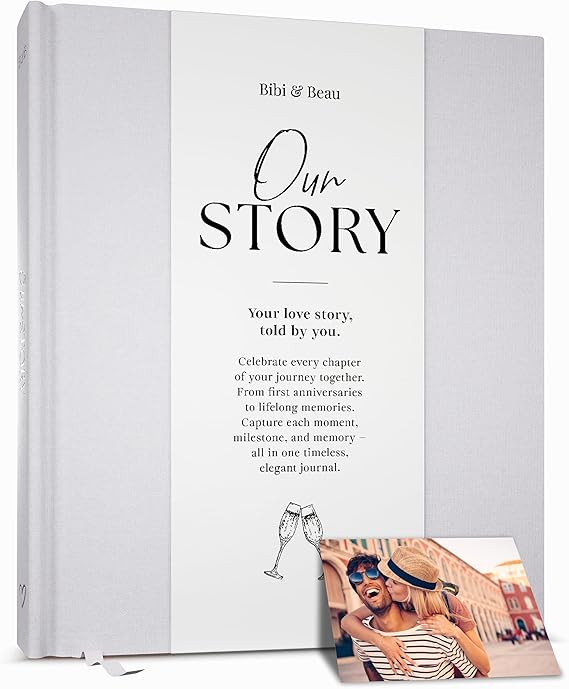 Couples Anniversary Journal 1st to 75th Year Scrapbook & Keepsake Album | Paper Gift for Husband or Wife | Relationship Memory Book (Grey)