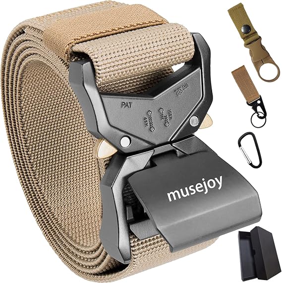 MUSEJOY Tactical Belts For Men, 1.5" Nylon Web Work Belt with Heavy Duty Quick Release Tactical Belt