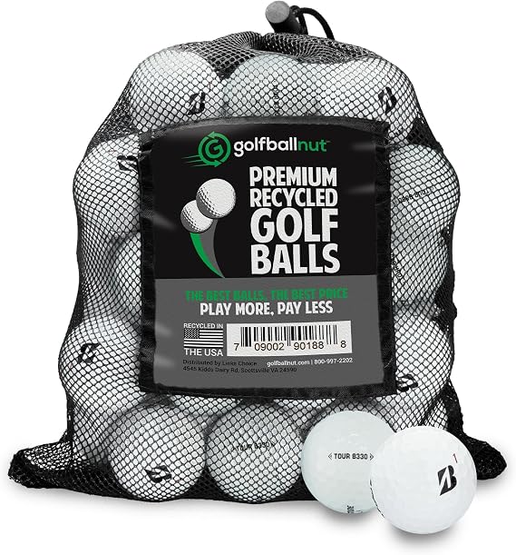 Recycled Golf Balls for Bridgestone Tour Mix - Used Golf Balls Bulk 3A Good Condition Includes Mesh Bag (24-48)-Pack, White