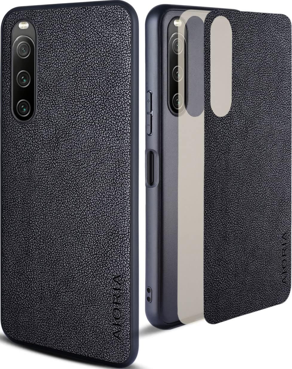 for Sony Xperia 10 V Case, Premium Leather Phone Cover Retro Design Full Protective Case for Sony Xperia 10 V 5G Black