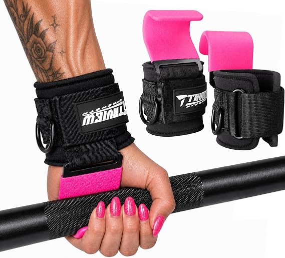 Weight Lifting Hooks with D-Ring, Gym Hooks for Cable & Deadlifts