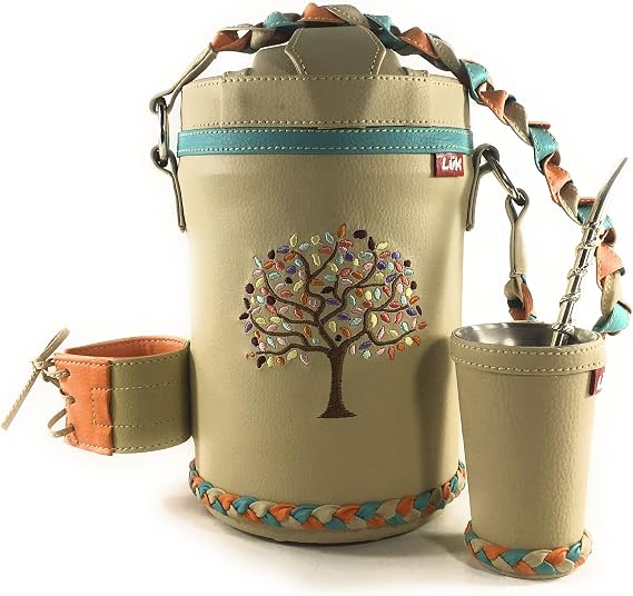 Kit Terere Yerba Mate Luk termos |Bordado Arbol Trenzas | Set Terere Yerba Mate termos + Bombilla + Guampa vaso