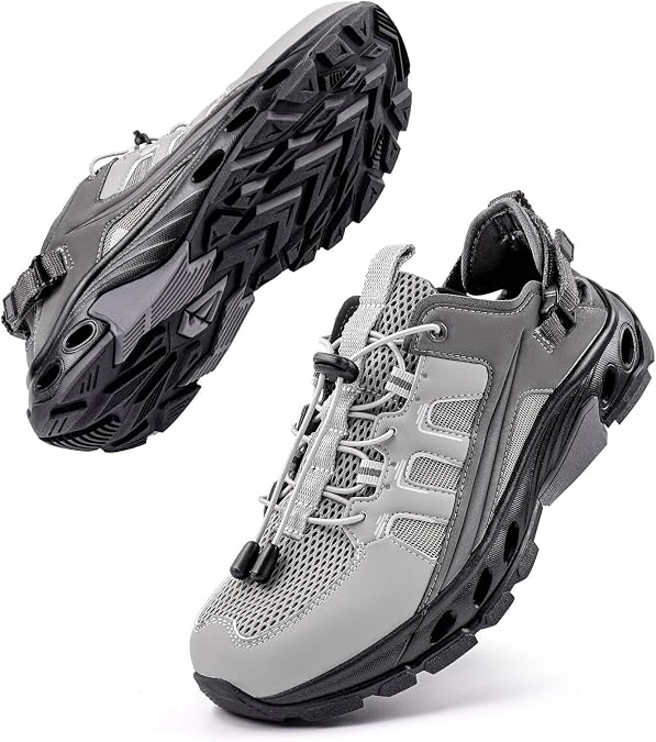Men's Water Shoes, Quick-Dry Aqua Shoes with Drainage Holes, Suitable for Hiking, River Tracing, Kayaking & Fishing