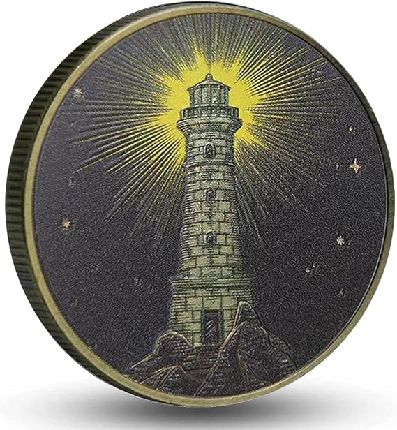 Lighthouse Sobriety Chip Inspiring Light Emblem AA Medallion Men & Women Addiction Recovery Coin