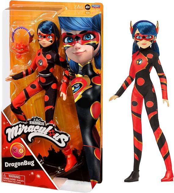 Miraculous Ladybug Dragonbug 10.5" Fashion Doll with Lonng Kwami and Dragon Headband by Playmates Toys