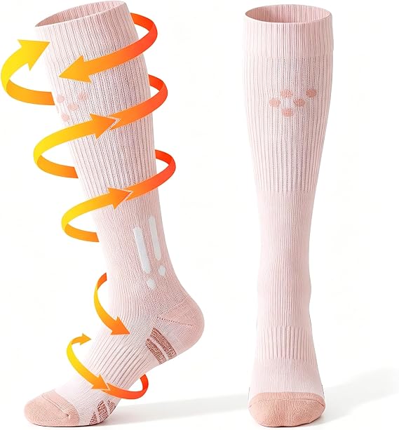 Cotton Compression Socks 15-20 mmhg, Cute Flight Stockings for Women, Travel Essentials for Flying, Nurses, Maternity and Running
