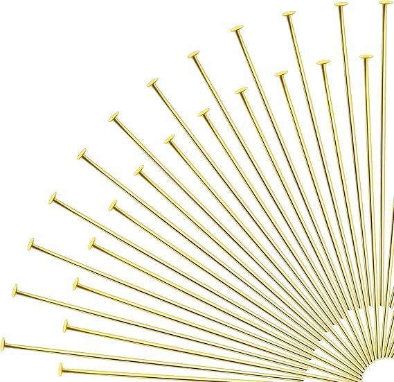TOAOB 200pcs Head Pins for Jewelry Making Flat Headpins Gold 2 Inch Brass
