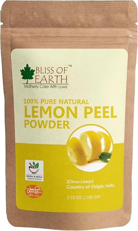 Bliss of Earth Lemon Peel Powder 100g – 100% Pure Natural Citrus Powder | For Face Masks, DIY Skincare & Exfoliation | For Oily Skin & Dull Complexion