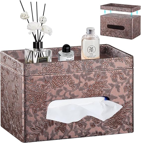 Extra Large Tissue Box Cover with Storage Tray,Rectangle Tissue Box Holder