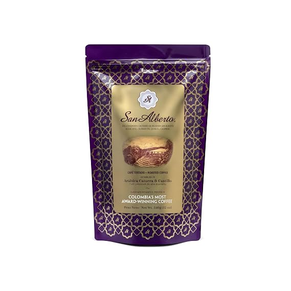 San Alberto Colombian Coffee Bean Whole Beans Dark Roast 100% Arabica 12oz