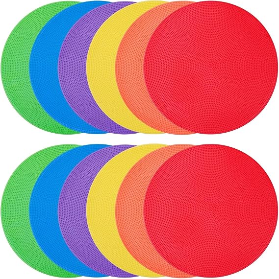 Poly Spots Spot Markers 4.72 Inch & 9 Inch Non Slip Floor Dots | TPE Flat Cones for Gym Floor, Soccer, Dance, Basketball & Speed Agility Training