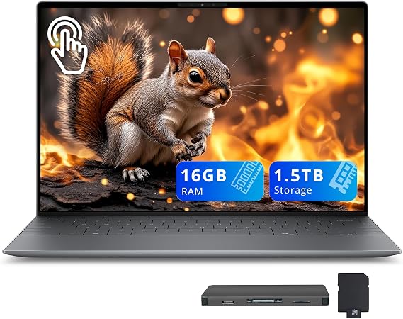 Dell XPS 13.4" 3K OLED Touchscreen Laptop, Snapdragon X Elite X1E-80, 16GB RAM, 1.5TB Storage (512GB SSD+1TB Docking Station Set), Copilot+ PC, Backlit Keyboard, Fingerprint Reader, Win 11, Graphite