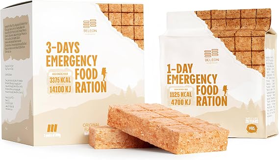 Emergency Food Supply - 3-days 72 hours Biscuit Bars MREs Meals Military 2025 Survival Kit - 20 Years Shelf Life Camping Hiking Supplies