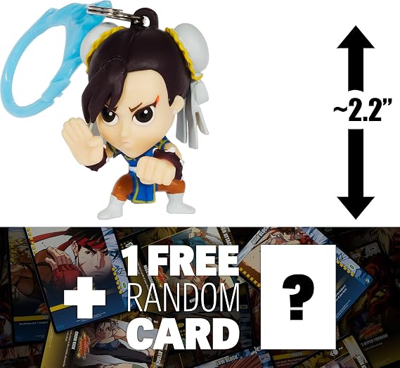 Street Fighter Chun-Li: ~2.2"" Mini-Figure Hanger + 1 Official Trading Card Bundle (649729)"