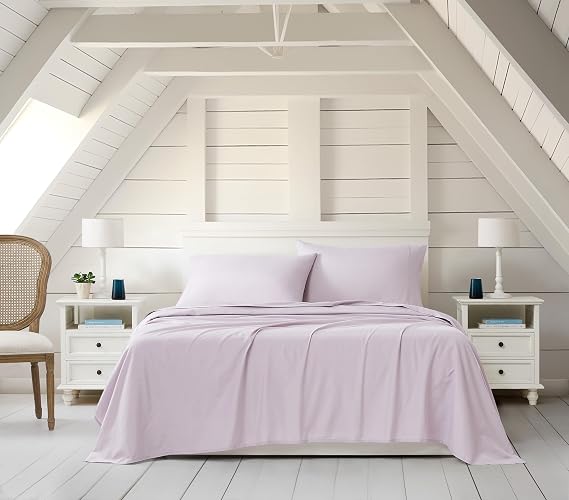 Linen Closet Luxury Cotton Blend 4-Piece Sheet Set, King, Lavender