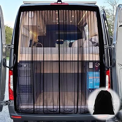 XCBYT Van Bug Screen | Magnetic Closure Bug Screen for Camping | Van Life Essentials | Universal Fit for Mercedes Sprinter & Ford Transit MidHigh Roof Rear Doors 83 H x 59 W