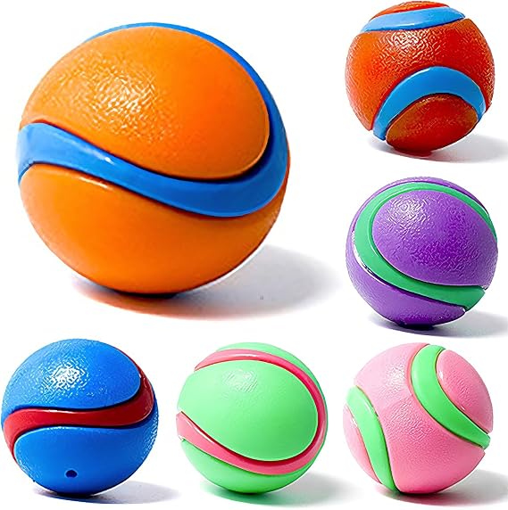 Speedy Panther 6 Pack Indestructible Dog Balls, Squeaky Chew Toys for Aggressive Chewers, Puppy Teething Training for Small Medium Dogs, Non-Toxic Rubber Dental Exercise
