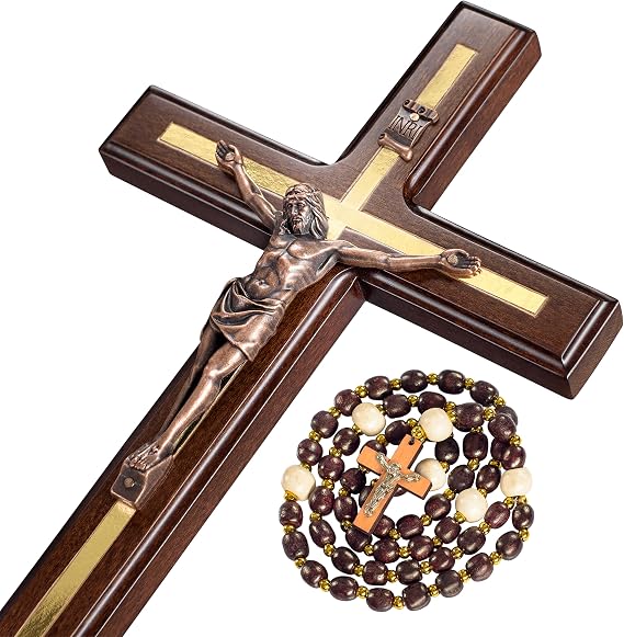 Asterom Crucifix Wall Cross, Catholic Crucifix, Wooden Cross for Wall