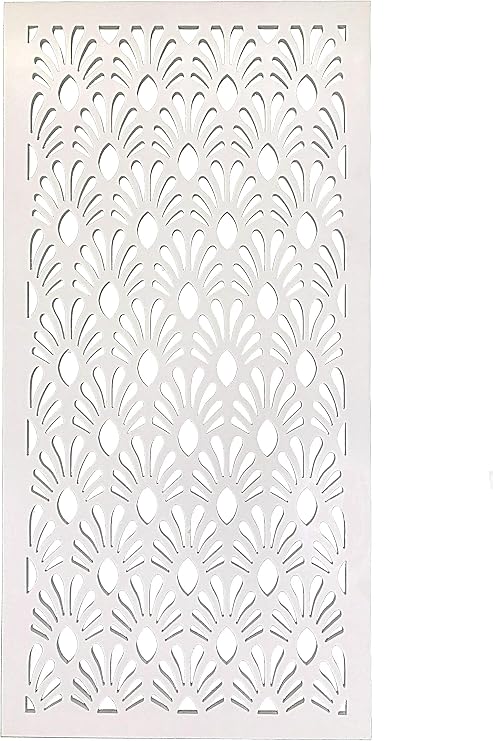 VIMA (Pineapples) Decorative Wall Art Panel - 48" L x 24" W x 3/8" H, White Color PVC Board Panel with Private Screen Fence Design for Home Renovation & Wall Decor